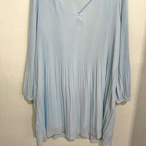 Airy Light Blue Pleated Dress